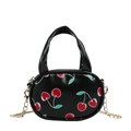 Mini borsa a tracolla nera per bambini con stampa di ciliegie e catena dorata - Nero