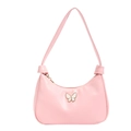 Sac à épaule en cuir PU rose clair pour enfants avec boucle papillon blanche décorative - Rose