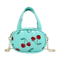 Mini borsa a tracolla verde menta per bambini con stampe di ciliegie e catena dorata - Verde