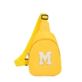 Sac bandoulière enfant jaune vif avec patch lettre M en peluche et sangle réglable - Lettre M