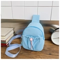 Marsupio bimbo azzurro con coulisse rosa e tracolla regolabile per lo sport - Blu
