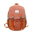 Wanderrucksack für Kinder in Orange mit Karomuster und Mountains-Logo-Aufnäher - Orange