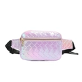 Iridescent purple waist bag with diamond lattice pattern and golden metal zipper details - Purple