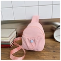 Zaino monospalla rosa minimalista per bambini con tasca frontale a coulisse - Rosa