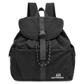 Mochila negra minimalista para niños con cierre de hebilla y detalles de logo - Negro Puro