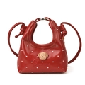 Mini sac bandoulière rouge pour enfants avec motifs cœurs et un ornement ours peluche - Rouge