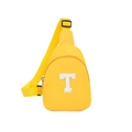 Sac de poitrine pour enfants en jaune vif avec un patch lettre T en peluche - Lettre T