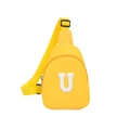Sac de poitrine enfant jaune vif avec écusson lettre U en chenille blanche - Lettre U