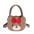 Süße braune Bären-Kindertasche mit dekorativer roter Lederschleife und Riemen - Klein / Klein Rot