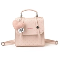 Zainetto rosa a pois per bambini con ciondolo a cuore in peluche e finitura in pelle - Rosa
