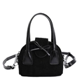 Mini bolso hobo negro de ante mate y charol con detalle de lazo decorativo - Negro