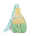 Kids' mini crossbody bag with yellow green and pink color-block design and blue strap - Green