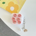 Detail of glitter AirPods case featuring red apple patterns and a pearl bow pendant - Silver Bead Apple Pie-With Pendant / AirPods 1/2 Gen