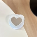 Dettaglio del supporto per telefono a cuore con glitter e specchio per trucco - Specchio Cuore Perlato-Bianco