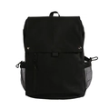 Minimalistischer schwarzer wasserdichter Rucksack mit Klappverschluss und Reißverschluss - Schwarz