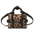Mini bolso de mano con estampado de leopardo, asas de cuero negro y correa para niños - Estampado de leopardo