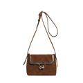 Brown shell crossbody bag with retro metal frame and spherical lock in minimalist style - Brown