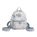 Light blue corduroy kids backpack with butterfly print and Chinese calligraphy pattern - Blue