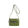 Retro grass green crossbody shell bag with silver metal kiss-lock frame closure - Green