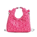 Mini bolso bandolera rosa para niña con textura de burbujas y asa redonda - Rosa