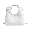 Mini bolso acolchado blanco para niño con cadena de plata y asa superior de mano suave - Blanco