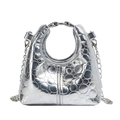 Mini bolso metalizado plateado para niños con patrón acolchado y asa metálica - Plateado