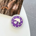 Macro shot of purple glitter phone socket with rhinestone trim and dolphin mirror - White Zirconia-Dark Purple (Magnetic Glitter Dolphin Mirror)