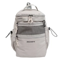 Light gray minimalist outdoor backpack with mesh pocket and large capacity for school - Gray