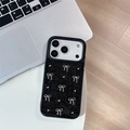 Close-up of black glitter phone case with silver 3D bows and beads for iPhone 17 Pro - Silver Bead Bowknot / iPhone 17 Pro Max