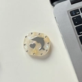 Detail of dolphin rhinestone phone socket with pearl texture and makeup mirror - Transparent Grip - Marbled Square Dolphin Mirror - Beige