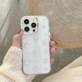 Detalle de funda transparente para iPhone con colgantes de bolsa de dinero y aro de metal - Marco Galvanizado-Purpurina Goteo de Pegamento-Perla de Plata Bolsa de la Fortuna / iPhone 7/8/SE 2020