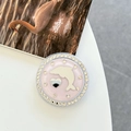 Dettaglio del supporto per telefono con glitter rosa, strass e specchio a delfino - Zirconia Bianca-Rosa (Specchio Delfino Glitter Magnetico)