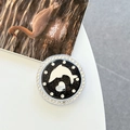 Macro shot of phone socket featuring dolphin heart design with rhinestones and glitter - White Zirconia-Black (Magnetic Glitter Dolphin Mirror)
