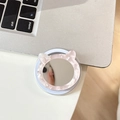 Detailansicht vom Katzenohr-Schminkspiegel-Handyhalter mit rosa Marmortextur - Magnetischer Katzen-Spiegel mit Muscheltextur / Rosa