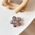 Macro detail of 3D resin flower phone grip with colorful sparkling glitter sequins - Sakura Grip - Colorful Sequins No.5