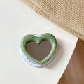 Detail of heart-shaped magnetic phone socket with mirror and green ink splash finish - Magnetic Heart Mirror Ink Splash-Dark Green