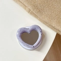 Macro shot of purple heart-shaped MagSafe phone mirror stand with black ink splash texture - Magnetic Heart Mirror Ink Splash-Light Purple