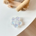 Close-up of a cherry blossom flower phone grip with iridescent glitter and sequins - Sakura Grip - Colorful Sequins No.14