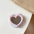 Dettaglio supporto specchio MagSafe a forma di cuore rosa con trama a goccia di inchiostro - Specchio Cuore Magnetico Macchie Inchiostro-Rosa