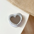 Detail of heart-shaped magnetic phone grip featuring grey terrazzo texture and mini mirror - Magnetic Heart Mirror Ink Splash-Grey