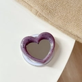 Minimalist purple heart-shaped MagSafe phone mirror with black ink splash resin finish - Magnetic Heart Mirror Ink Splash-Mauve