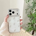 Glitzer iPhone Hülle mit silbernem Schlangen-Anhänger und weißen Perlen-Details - Silberperlen-Schlangen-Stil / iPhone 7/8/SE 2020