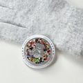 Close-up of magnetic phone grip featuring glitter sequins and cute bear mirror design - Colorful Bear Mirror No. 5 (Magnetic Gift - No. 5)