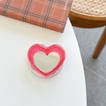 Close-up of heart-shaped glitter phone socket with a built-in mirror and pink sequins - Rose Red