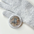 Detail of magnetic glitter bear phone socket featuring gold sequins and gift text - Colorful Bear Mirror No. 13 (Magnetic Gift - No. 13)