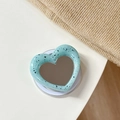 Blue terrazzo heart magnetic phone grip with integrated mirror for Magsafe - Magnetic Heart Mirror Ink Splash-Light Green