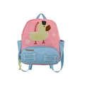 Sac à dos enfant rose et bleu clair avec motif canard brodé et texte chicken décoratif - Rose