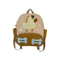 Cute duck embroidery cartoon toddler backpack in beige and dark brown color block design - Khaki