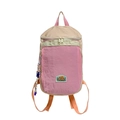 Mochila infantil ligera en patchwork rosa beige y verde con decoración de colgante tejido - Rosa