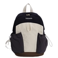 Contrast color school backpack in navy blue, beige and grey with TOCHASO logo - Small / Black